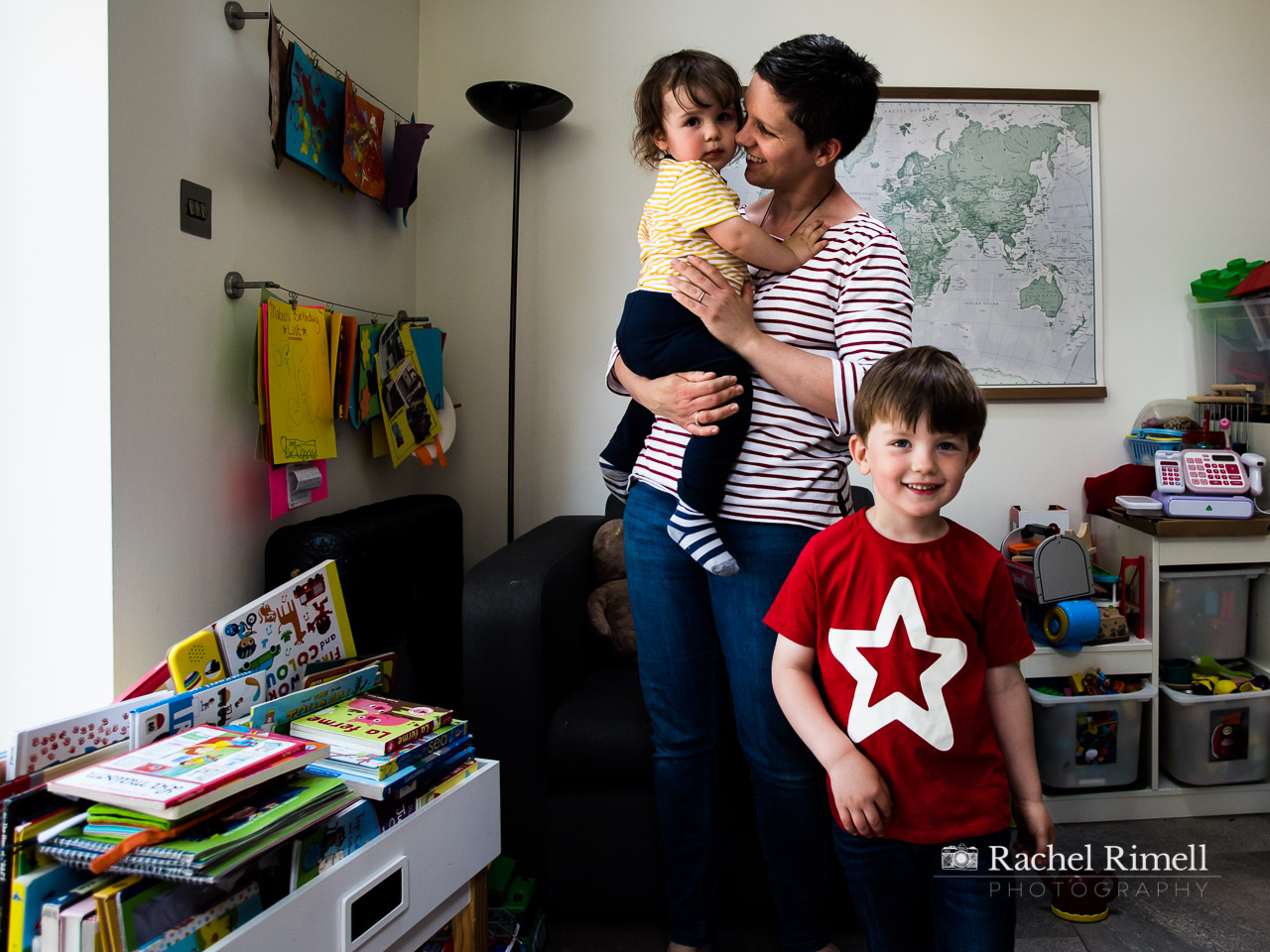 Mtehr and sons at their home in London 