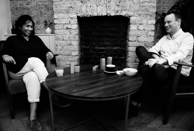 Informal personal branding photo of Five Dots owners at Honor Oak cafe, London