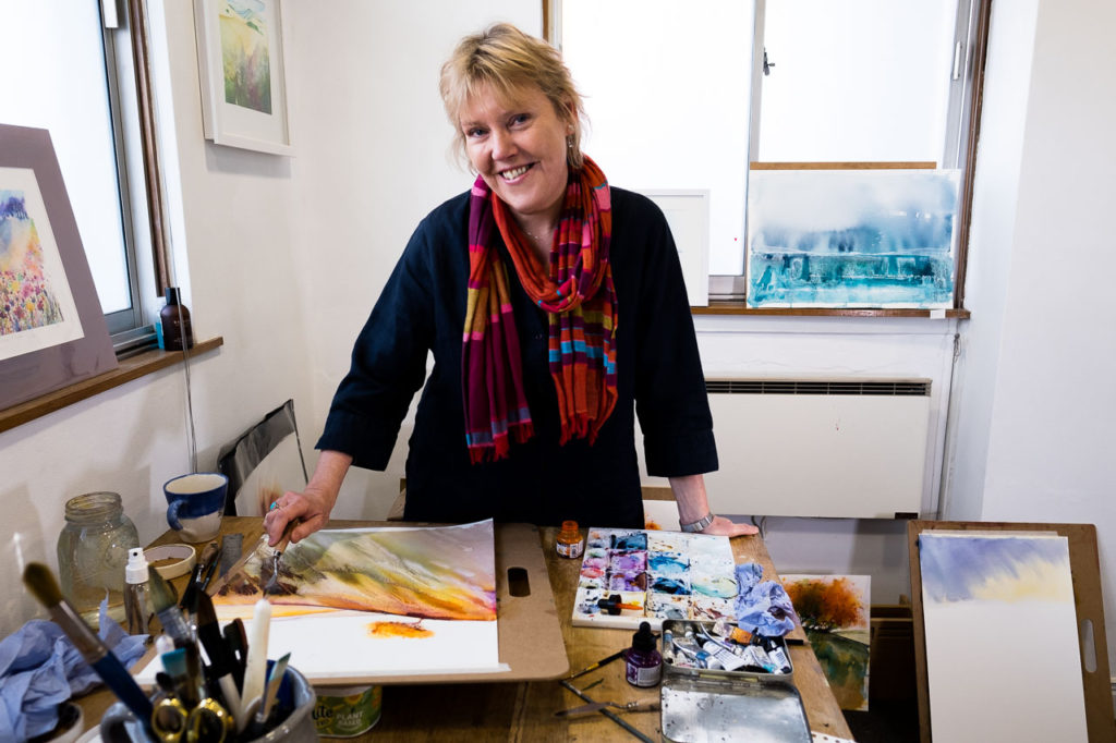 Kirbymoorside watercolour artist portrait in her studio